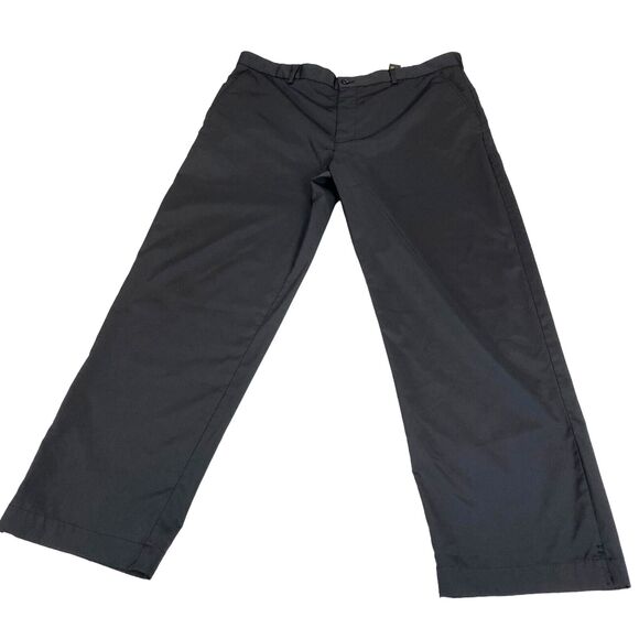 Greg Norman Dress Pants Mens 38 Black Solid Classic Fit Flat Front Straight Leg - Picture 1 of 15
